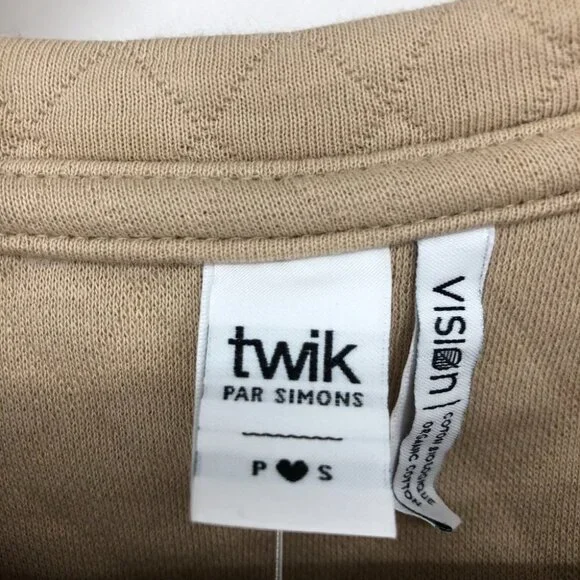 Twik by Simons Diamond Quilted tan Pullover Cropped Sweatshirt NWT SP - Picture 4 of 15